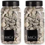 Mica Decorations decoratie stenen - 2x - 650ml - lichtgrijs mix - hobby steentjes - sier stenen
