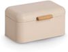 Zeller Boîte à pain Métal Bambou Beige Rectangulaire Rabat 30 x 20 x 15 cm