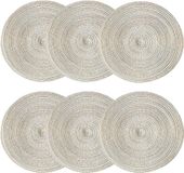 Omgoods - Set de 6 sets de table ronds en coton tissé (beige)