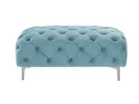 Vente-unique Chesterfield-poef van pastelblauw velours EDWINA