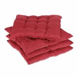 Relaxdays stoelkussen set van 4, zitkussens voor binnen & buiten, met striklintjes, 38 x 38 cm, polyester, rood
