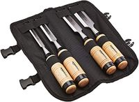 Amazon Basics Houtbeitels, set, van chroom vanadium staal, 13 mm tot 32 mm, houten handgrepen, draagtas, 4 stuks