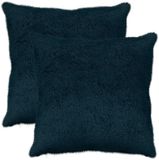vidaXL Kussensloop 2 stuks Marineblauw Katoensatijn 65 x 65 cm