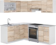 Vicco Hoekkeuken R-Line, Sonoma/Wit, 207 x 167 cm, WB Marmer