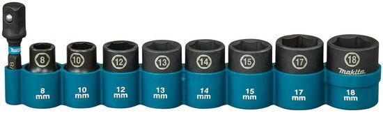 Makita E-16639 Impact Black krachtdoppenset 3/8 vierkant 9-delig