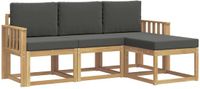 vidaXL Bank met 4 zitplaatsen Acacia Hout Wit en Antracietkleurig