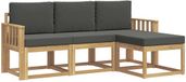 vidaXL Loungeset Bank met 4 zitplaatsen Acacia Hout Wit en Antracietkleurig