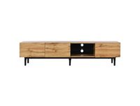 Meuble TV moderne avec effet grain de bois et lumières LED variables