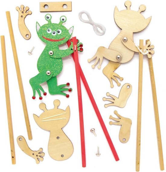 Baker Ross AX174 Alien Houten Acrobaatkits - Pakket Van 3, Maak Je Eigen Poppen Voor Kinderen Kunst En Houtwerkprojecten