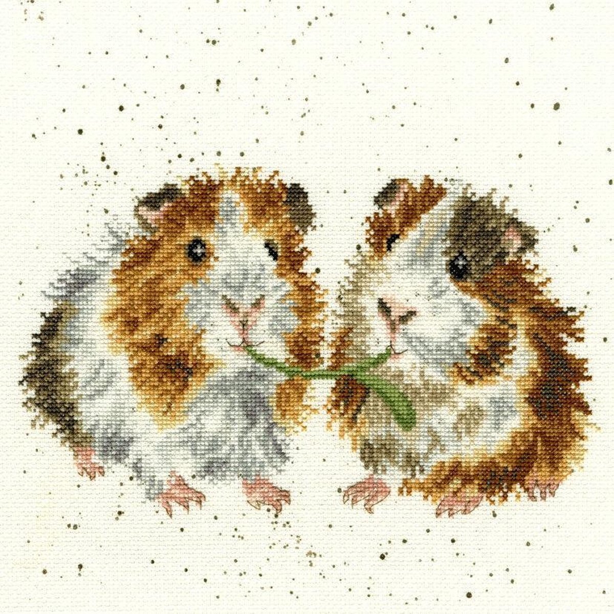 bothy threads Lettuce Be Friends - Guinea Pigs Counted Cross Stitch Kit by Hannah Dale of Wrendale Designs