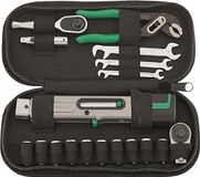 STAHLWILLE Jeu d'outils pour vélo, 18 pièces, clé dynamométrique 1/4 pouce 4-20 Nm, TORX, six pans creux, dans une sacoche de cadre pratique