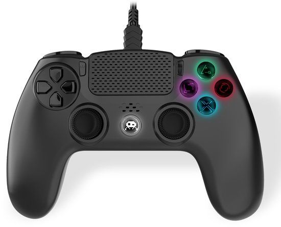 Freaks & Geeks Zwarte Bedrade Controller voor PS4 met 3M Kabel - LED - Jack 3.5mm
