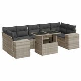 vidaXL 8-delige Loungeset met kussens, polyrattan, lichtgrijs