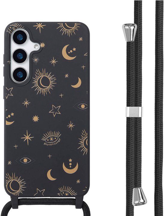 imoshion Hoesje - Geschikt voor Samsung Galaxy S25 Plus - Siliconen design hoesje met koord - Sky Black