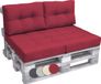 Beautissu Elements – Set de coussins pour palettes – 1x coussin d'assise 120x80 cm & 2x coussin de dossier 60x40 cm – Rouge