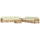 vidaXL Ensemble de canapés d'extérieur 9 pc Blanc et crème Polyester