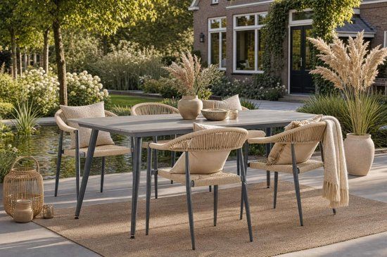 De Laan Projects Tuinset 4 personen 180 cm Aluminium/Rope Taupe