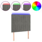 VidaXL Hoofdbord & Voeteind Lichtgrijs Polyester/Hout 900x50x1180-1280 mm met LED