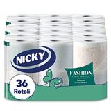 Nicky Fashion toiletpapier, 4-laags, maxi-rollen, 36 stuks