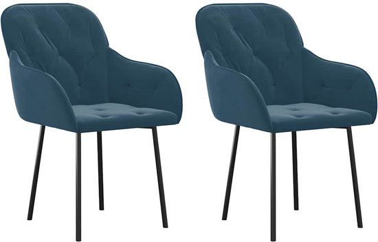 vidaXL Eetkamerstoelen 2 stuks fluweel blauw