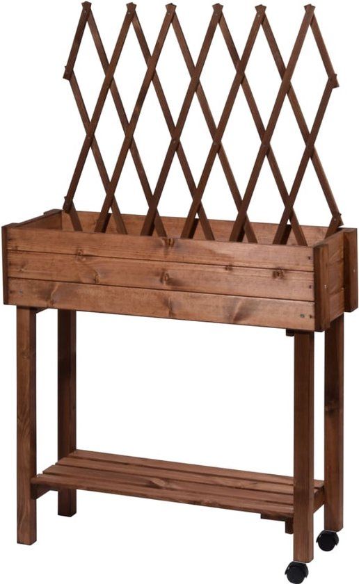 dobar Verhoogd Bed met latwerk verrijdbaar bruin - 79 x 130 cm