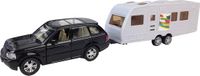 Happy People Auto Met Caravan 28 Cm Pullback Zwart/wit