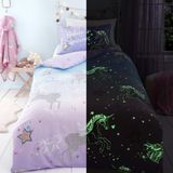 Bedlam - Ombre Unicorn - Glow in the Dark Dekbedovertrek Set - Tweepersoonsbed in Lila