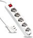 V-TAC Multiprise avec interrupteur et câble de 1,5 m - 5 prises - 10/16 A bypass + fiche Schuko 16 A - Bureau