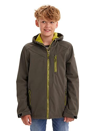 killtec Boy's Softshell Jacket with Hood - Green Anthra - Size 140