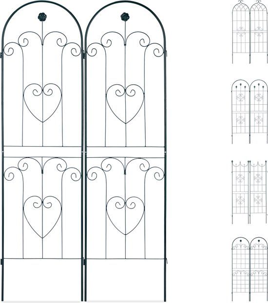 Relaxdays Plantenklimrek - Set van 2 - Groen - 180 cm