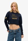 Superdry Korte Varsity trui met ronde hals Dames Katoen/Polyamide Rich Navy