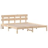 vidaXL Bedframe met hoofdeinde, 200 x 200 cm, Massief grenenhout, Bruin