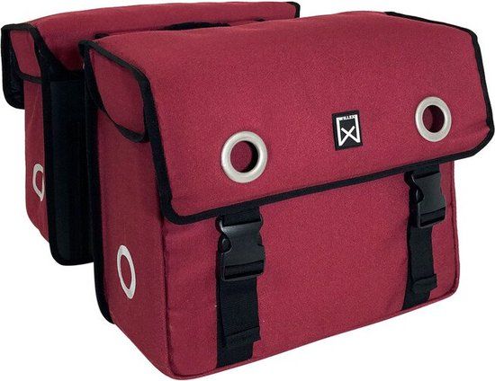 Willex Dubbele Canvas Fietstas 52L - Paarsrood