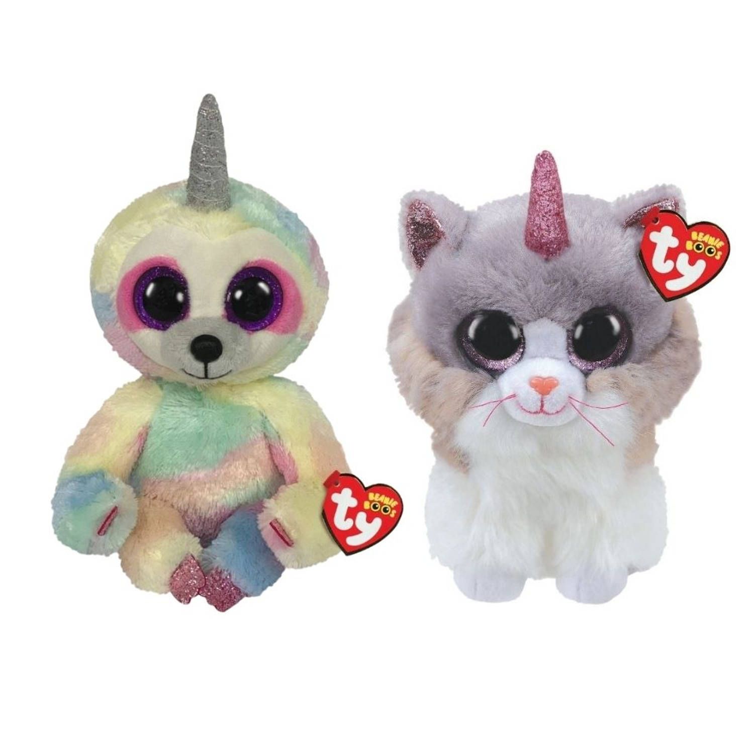 TY - Knuffel - Beanie Buddy - Cooper Sloth & Asher Cat - Meerkleurig