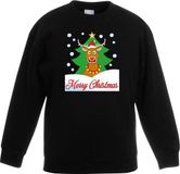 Bellatio Decorations Shoppartners Bv Kersttrui voor kinderen - Rendier Rudolf voor kerstboom - Zwart - lange mouwen 122/128