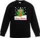 Bellatio Decorations Shoppartners Bv Kersttrui voor kinderen - Rendier Rudolf voor kerstboom - Zwart - lange mouwen 122/128