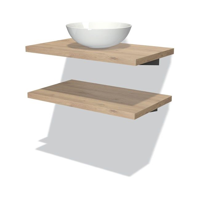 Maxaro Badkamermeubel voor Waskom 80 cm Modulo Plato Lichtbruin Eiken 2 Wastafelbladen