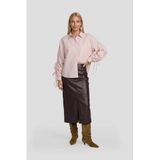 Ruby Imitatieleren Midi Rok Met Split Donkerbruin