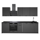 Vicco Complete keukeneenheid Fame-Line, Donkergrijs/Antraciet, 280 cm zonder werkblad