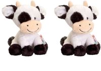 Keel Toys Set van 3x stuks pluche zwart/witte koe/koeien knuffels 14 cm