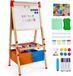 VEVOR Chevalet pour enfants, Tableau d'écriture pour enfants, Tableau blanc, Bois, Réglable en hauteur