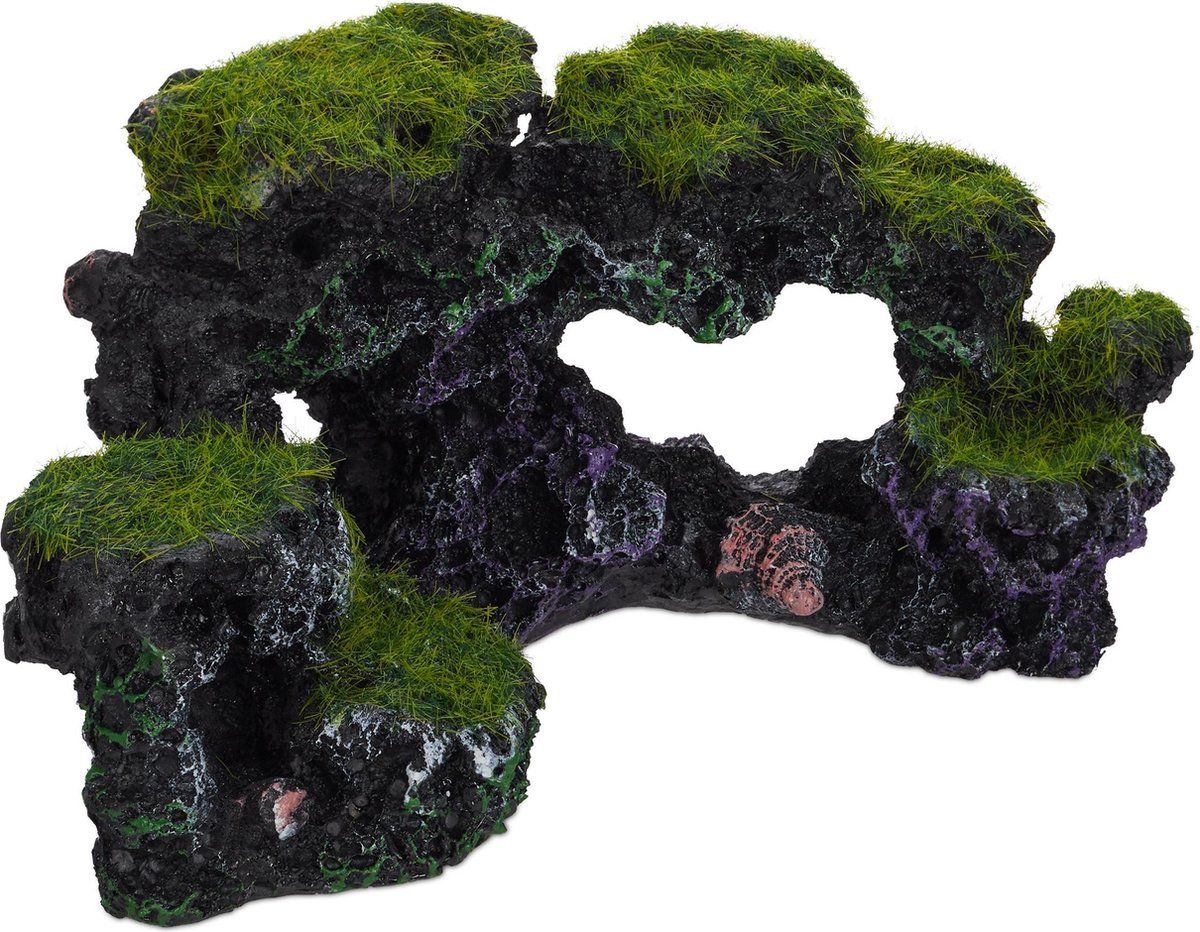 Relaxdays aquarium decoratie - terrarium - schuilplek - aquarium versiering - rotsen