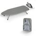 SnelShoppen Planche à repasser pliable en métal pour table - Portable avec support pour fer et housse en coton résistant à la chaleur - Gris