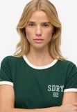 Superdry Athletic Essentials T-shirt met zijstreep Dames Enamel Green Baumwolle Maat 16