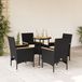 Maison Exclusive - Ensemble de jardin, 5 pièces, avec coussins, polyrotin noir et bois d'acacia