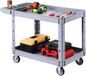 VEVOR chariot de service, chariot d'atelier, chariot à outils en PP, gris, chariot roulant avec une capacité de charge de 250 kg, incluant 2 niveaux, 4 roulettes pivotantes et poignée avec compartiment de rangement, chariot multifonctionnel pour garage, entrepôt, atelier