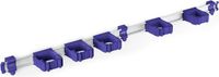 Toolflex Bezemhouder en Tuingereedschap Ophangsysteem - Geschikt voor Ø15-35 mm Gereedschappen - Aluminium rail - 94cm - Incl. 5 gereedschapshouders en montagemateriaal - Paars
