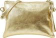 Sac à bandoulière et pochette en cuir véritable - Sac de soirée avec détails dorés - 22x15 cm