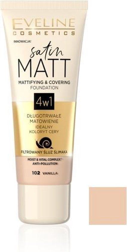 Eveline Cosmetics Satin Matt Mattifying & Covering Foundation - 102 Vanilla