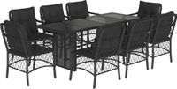 vidaXL 9-delige tuinset poly rattan zwart